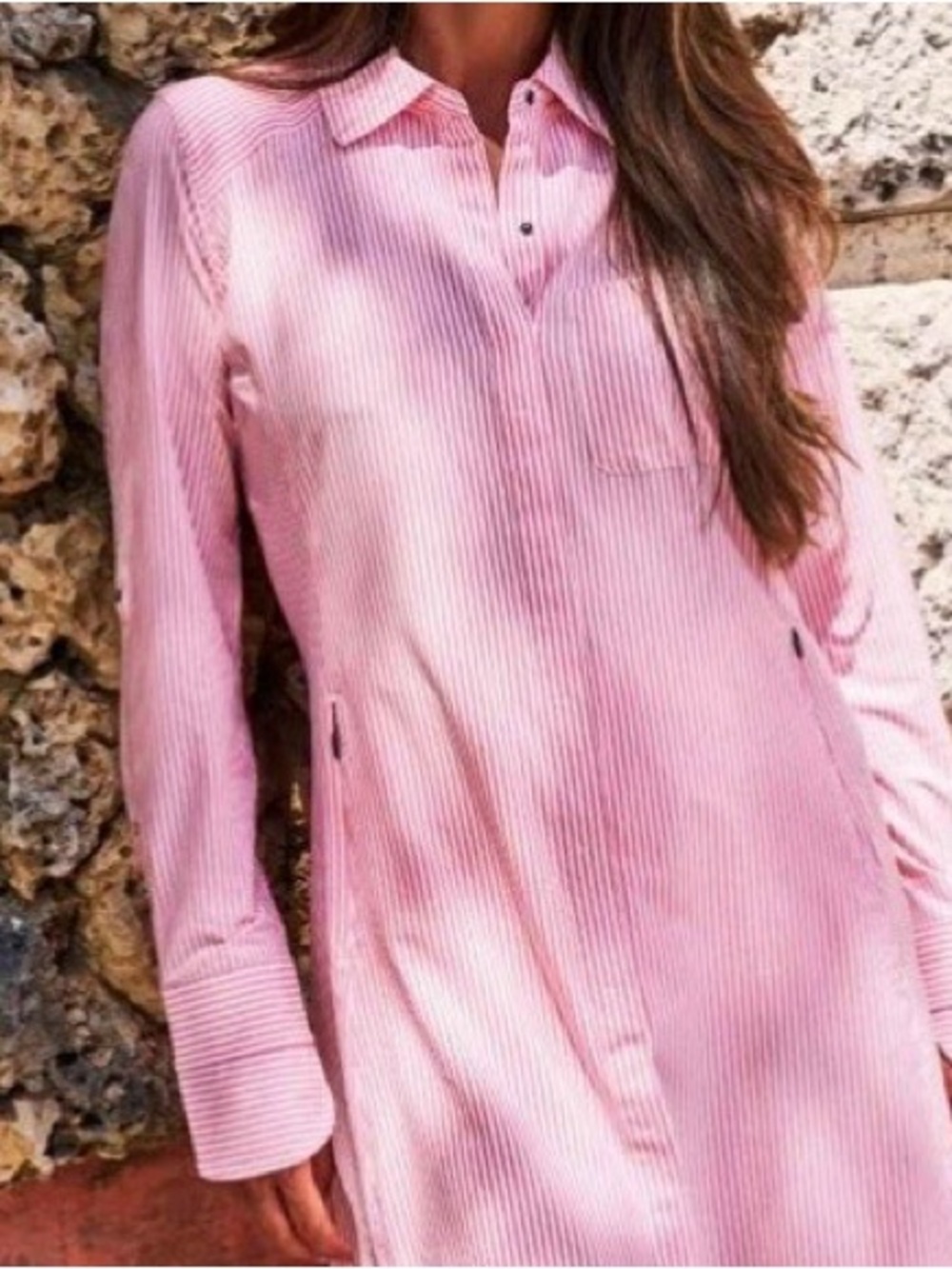 Coolibar Malta Travel Pink Button-Up UPF 50 Dress NWOT Medium